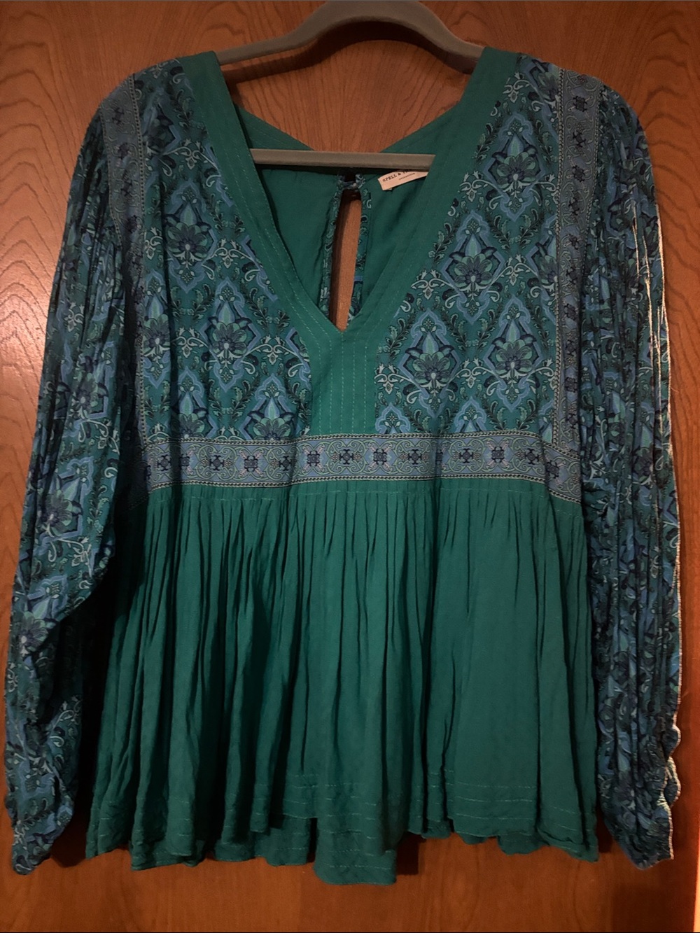 Spell Teal Green Boho Peasant Tunic